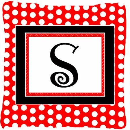 CAROLINES TREASURES Monogram - Initial S Red Black Polka Dots Decorative Indoor & Outdoor Fabric Pillow CA69748